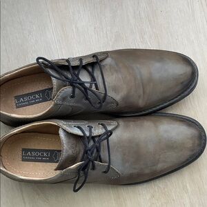 Lasocki Men’s Gray Leather Lace-Up Dress Shoes Size 9